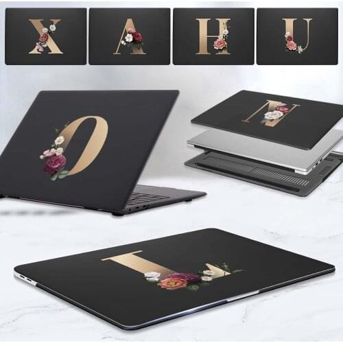 For Huawei MateBook D15/D14/13/14/MateBook X Pro/X 2020/MagicBook Pro 16.1/14/15 Floral Gold Initial Letter Pattern Laptop Case