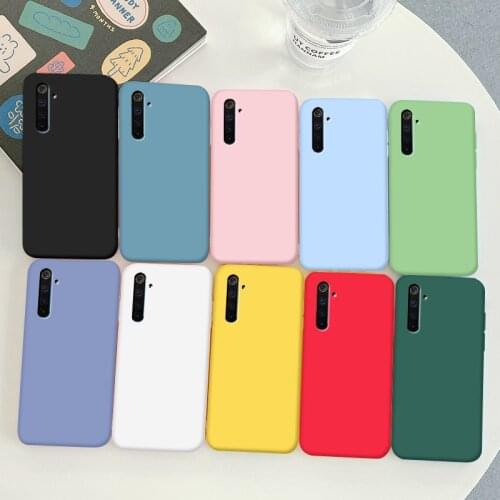 For OPPO Realme 6 Pro Case Soft TPU Silicone Case Simple Macaron Colors Candy Black Simple Phone Back Cover