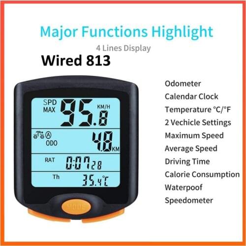 Dropshipping Wired YT-813 Bike Speed Meter Digital Bike Computer Multifunction Waterproof Stopwatch Sports Sensors Bicycle