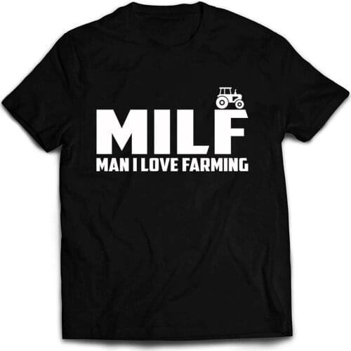 Men I Love Farming T Shirt MILF Print Cotton Top Tees for Farmer Gift