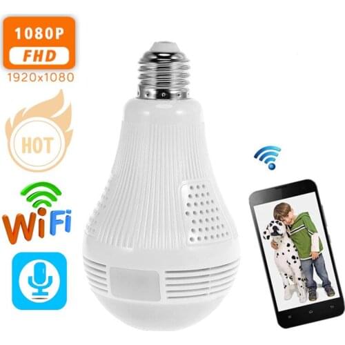ICSEE Surveillance Cameras With Wifi 1080P Two Way Voice IR Home Security Video 360° Panoramic Fishey Camera Lighth Bulb Indoor