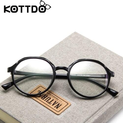 KOTTDO Fashion Retro Round Eyeglasses Frame Women Student Literary Clear Pink Eye Glasses Frame Myopia Men Eyewear Glasses Frame