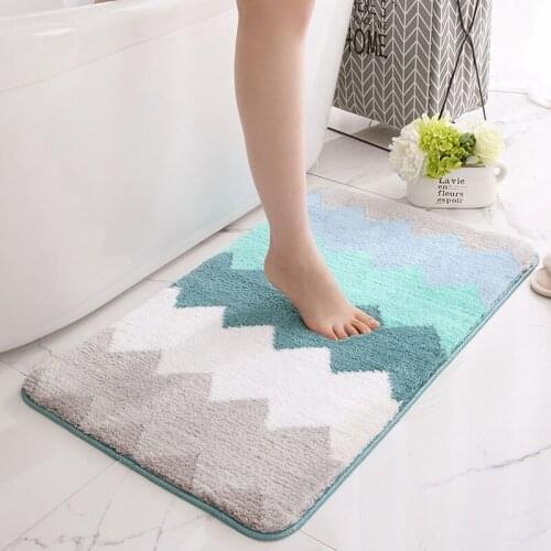 Blue Wave Floor Mats Flocking Kitchen Water Absorption Non-Slip Rugs Soft Thick Entrance Door Mat Mediterranean Carpet Foot Pads