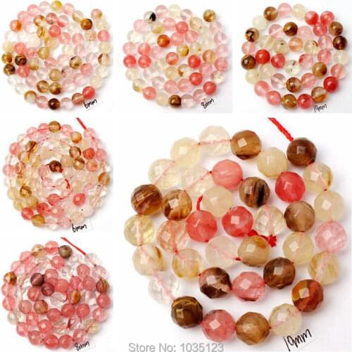 High Quality Mixed Color Watermelon Crystal Round 4/6/8/10/12mm Gem Loose Beads Strand 15" DIY Creative Jewellery Making wj285