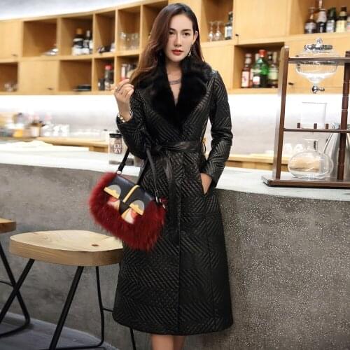 Genuine Leather Jacket Winter Jacket Women Mink Fur Collar Real Sheepskin Coat Female Down Jackets Chaqueta Mujer MY3932