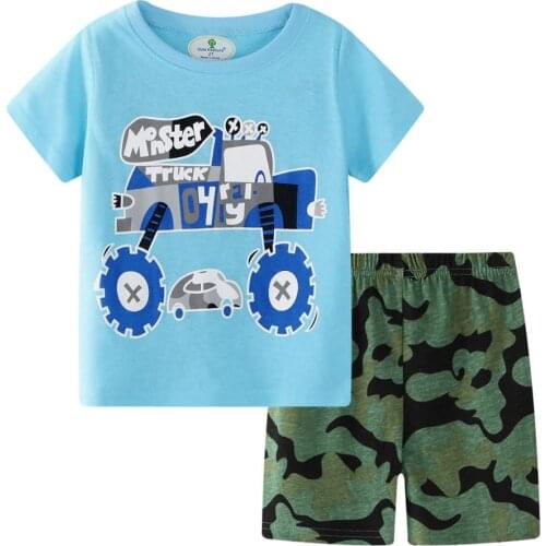 Summer Baby 2 Pcs Suit European And American Style Cotton Childrens Suit Cartoon Print Clothing Sets