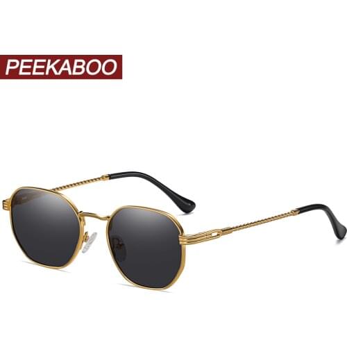 Peekaboo gold metal square frame sunglasses for men outdoor accessories women sun glasses uv400 male travelling driving 2021
