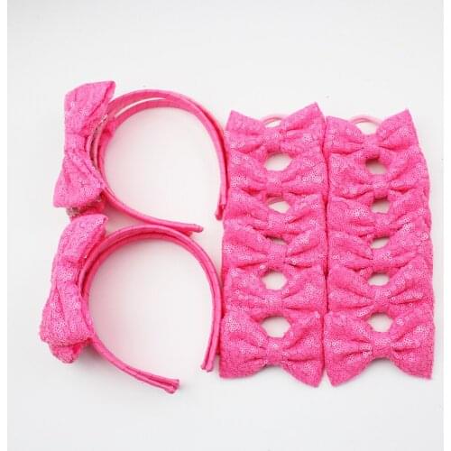 Neon Pink Bow Headband for Girls,Glitter Tooth Bows for Baby Hair Accessories,Bling Headbands for Kids Teens Childrens 54