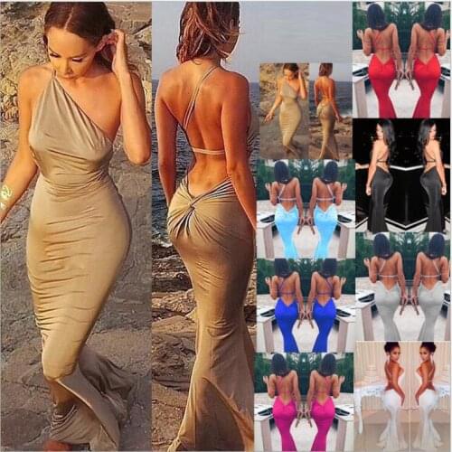 2017 New Summer Womens Dress Floor-Length Beach Long Dress Bandage Dress Sexy Halter Neck Hanging Dress Vestidos De Verao HA40