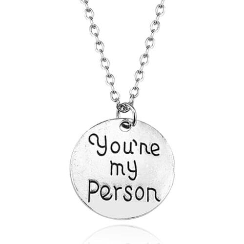 You Are My Person Couple Choker Fashion Round Tag Letter Pendant Necklace Zinc Alloy Lover Jewelry 2021 Gifts For Men