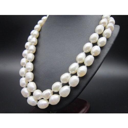 49" AAA+ 9-10-11MM NATURAL SOUTH SEA WHITE BAROQUE PEARL NECKLACE K Gold