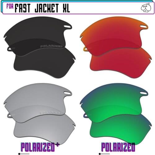 EZReplace Polarized Replacement Lenses for - Oakley Fast Jacket XL Sunglasses - BkSrP Plus-RedGreenP