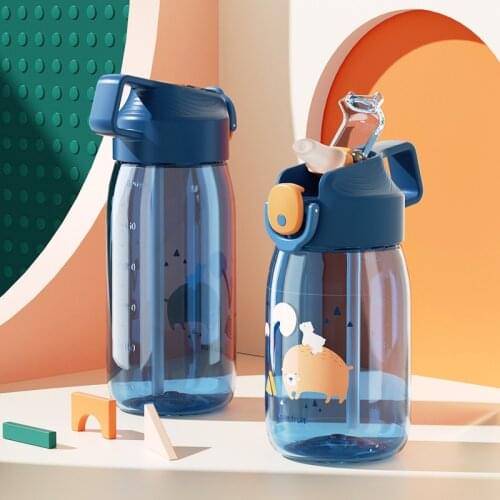 Durable 400ml/550ml Cartoon High Quality Tritan Straw Water Bottle Leak-Proof BPA Free Kids Cute Gym Plastic Drinking Bottle