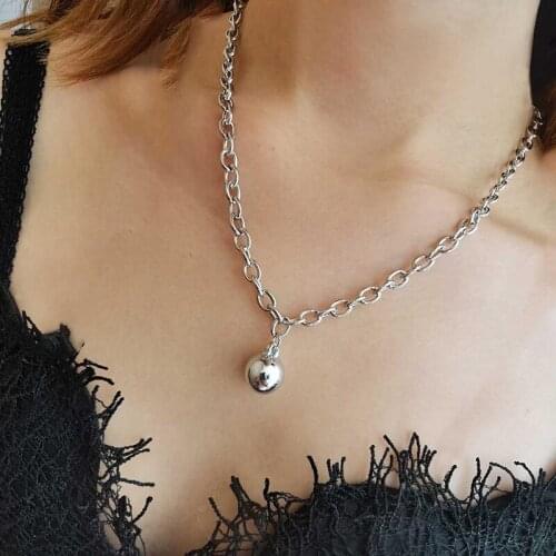 1 Pcs Simple Women Necklaces Silver Color Smooth Ball Pendant Clavicle Chain Ladies Fashion Wedding Party Jewelry