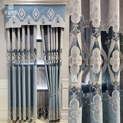 Simple and Modern Embroidered Curtain Fabric Nordic Blackout Curtains for Living Dining Room Bedroom