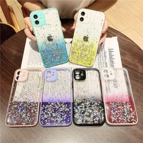 Jewelled Candy Color Transparent Phone Case For iPhone 11 12 Pro X XR XS Max 7 8 Plus SE 2020 Shockproof Soft Silicone Cover