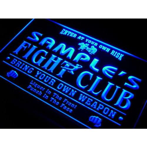 Qj-tm Name Personalized Custom Fight Club Bring Your Weapon Bar Beer Neon Light Signs with On/Off Switch 7 Colors 4 Sizes