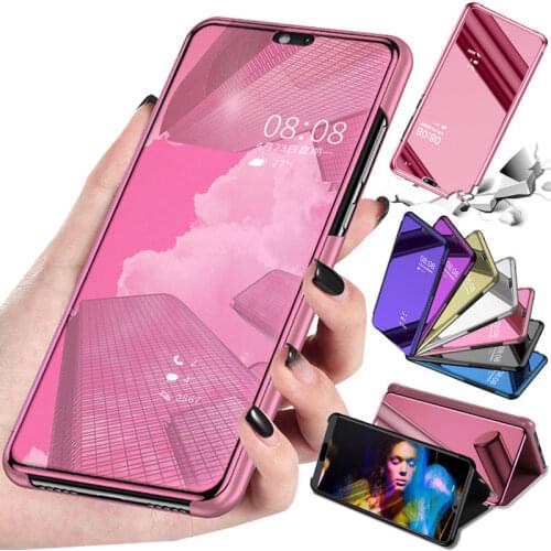 Luxury Clear View Flip Cases Smart Mirror Cell Phone Case Cover For LG V40 V30 V50 G8 Q60 k50