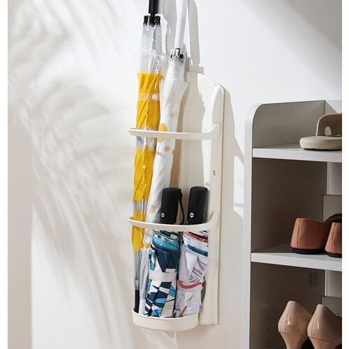ADOREOUSE Umbrella Storage Rack Wall-Mounted Umbrella Stand Foldable Organizer Shelf With Storage Tray Home Umbrella Holder