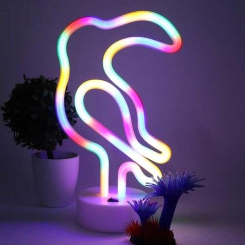 LED Neon Light Colorful Bird Shape Night Light for Home Wedding Party Decor USB/Battery Powered