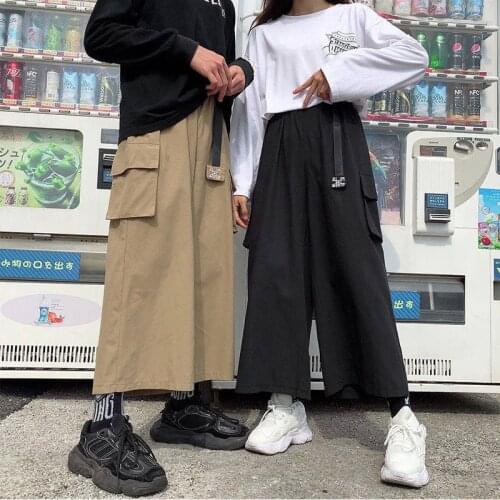 Streetwear Japan Style womens pants casual Cargo Pants Joggers Ulzzang Chic Pockets Pants High Waist Female Trousers Funny