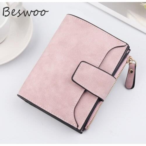 Womens Wallet Korean Buckle Frosted Money Coin Wallet Zipper Hasp Wallets Cash Clip Short Multi Card Holder Purses Clutch Bag