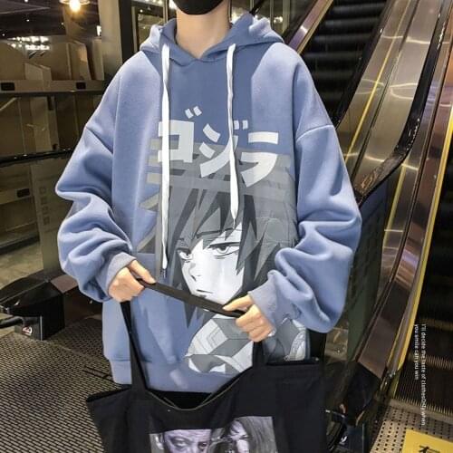 Winter mens plush cartoon cartoon casual hooded Korean fashion Hong Kong Style loose couple coat