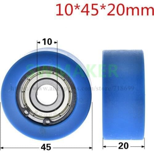 1pcs 10*45*20mm Inserted 6200zz bearing nylon plastic-coated passive wheel planar wheel
