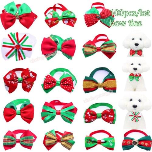 100 Pcs/Lot Pet Grooming Product Christmas Party Puppy Dog Cat Bow Tie Decoration Accessories Handmade Cute Dog Bow Ties