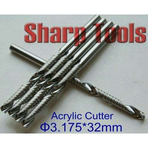 3.175x32mm One Flute Spiral Bit Router CNC Milling Tool Set, IMPORT Carbide Milling Cutter Router Bits for Wood Acrylic Cutting