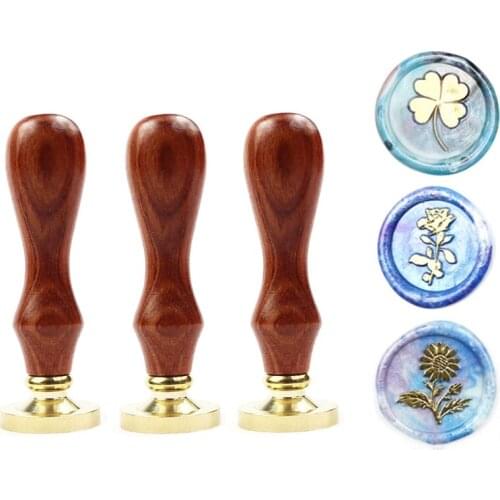 3PCS Seal Seal Seal Letter Blessings Copper Seal Head Rosewood Handle Suitable For Invitation Envelope