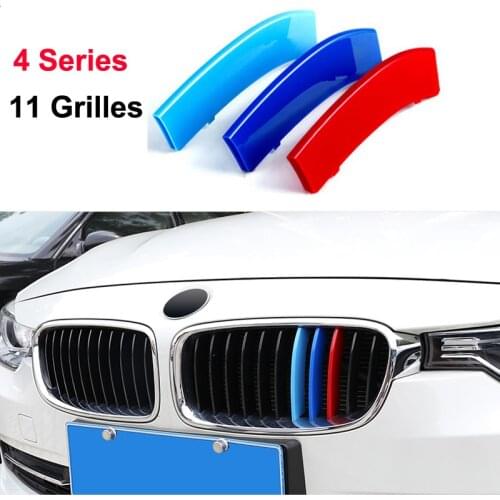 3D Styling M Front Grille Strip grill Cover Stickers For 2014-2017 BMW 4 series F32 F33 F36 420 425 430 435 ( 11 Grilles)