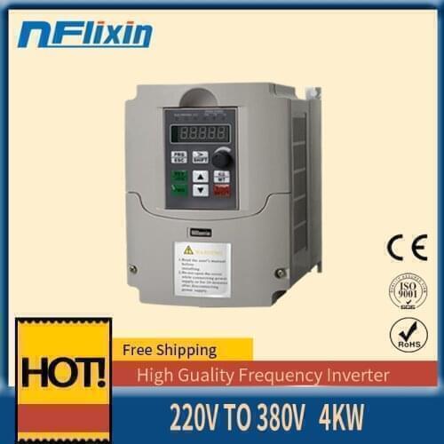 4KW 220V VFD Variable Frequency Drive Converter for Motor Speed Control 1 Phase Input 220V & 3 Phase Output 380V
