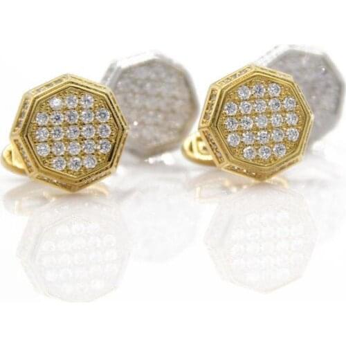5pairs/lot Luxury Gold/Silver Octagonal Crystal Cufflink Hollow Design Cuff Links Mens Jewelry Wedding Gift