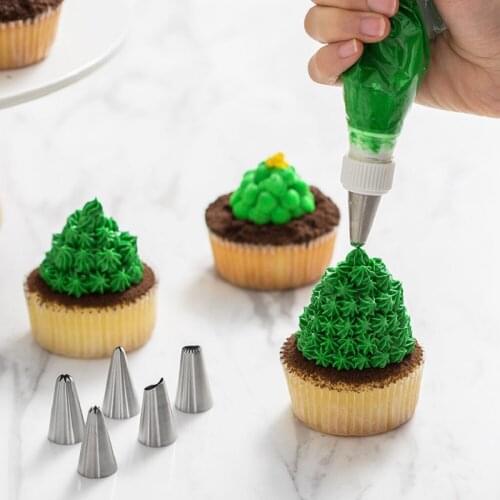 6 Pack Piping Tips Icing Tips Nozzles Coupler Cupcake Pastry Bag Baking
