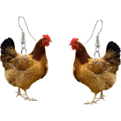 Acrylic hen printed earrings