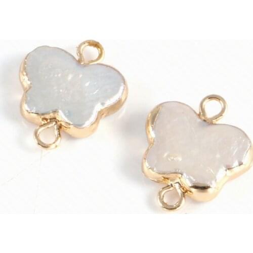 Natural Irregular Shape Shell Pearl Double Hole Connector Diy Beads Accessories For Jewelry Making