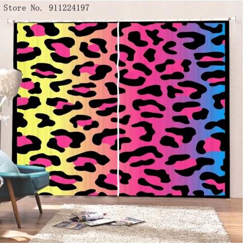 Animald Leopard Window Curtains 3D Print Home Textile Room Curtain For Living Room Bedroom Decorative Kitchen Curtains 2 Panels