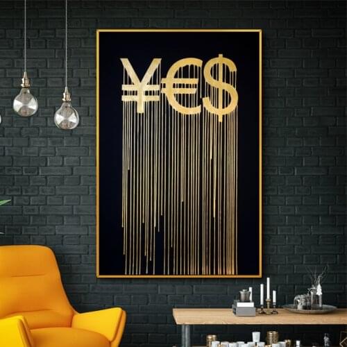 Large Size Golden Dollar Canvas Paintings on The Wall Art Posters and Prints Modern Home Cuadros Pictures No Frame