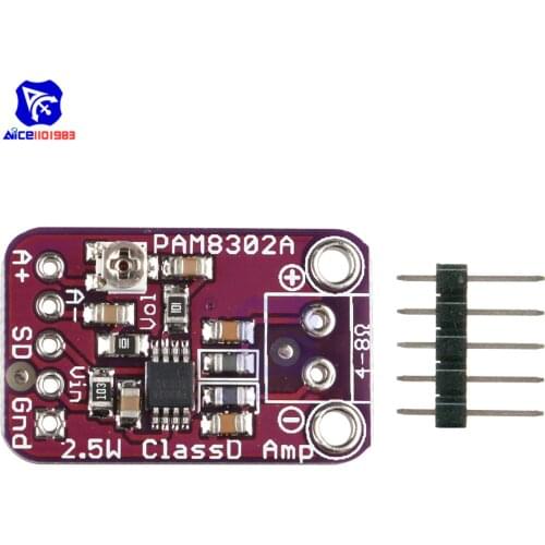 CJMCU8302 PAM8302A 2.5W Single Channel Mono Class D Amp Audio Stereo Amplifier Module Development Board with Pin