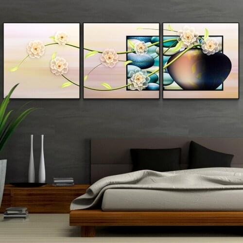 Yue Can Porcelain Embossed Painting Decorative Painting Three-dimensional Painting Living Room Bedroom Three Framed Murals