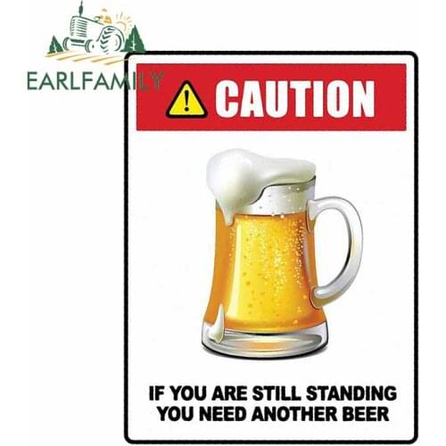EARLFAMILY 13cm x 9.7cm for Caution Beer Cartoon Anime Car Stickers RV Personality Motorcycle Decal Windows VAN Car Assessoires