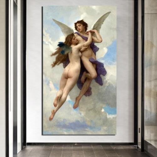 Aestheticism Cupid And Psyche Bouguereau Canvas Painting Living Room Home Decor Modern Wall Art Oil Painting Posters Pictures