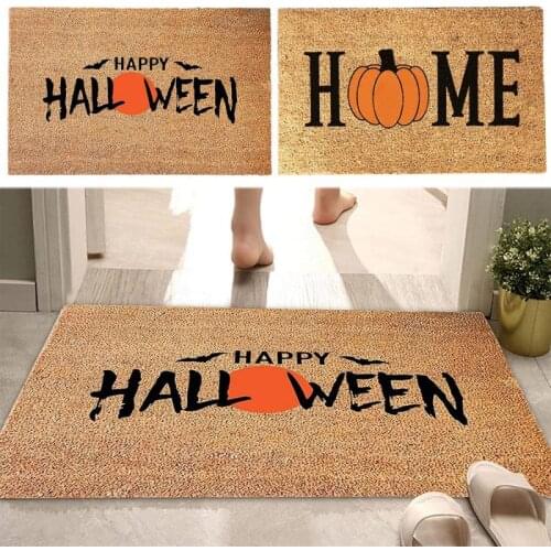 Halloween Pumpkin Doormat Flannel Non-Slip Absorbent Carpets Entrance Mats Balcony Porch Area Rugs Living Room Home Decoration