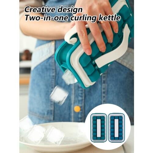 2 In 1 Folding Ice Tray Silicone Ice Box 36-cell Ice Mold Wine Beverage Quick-freezing Artifact Ice Kettle