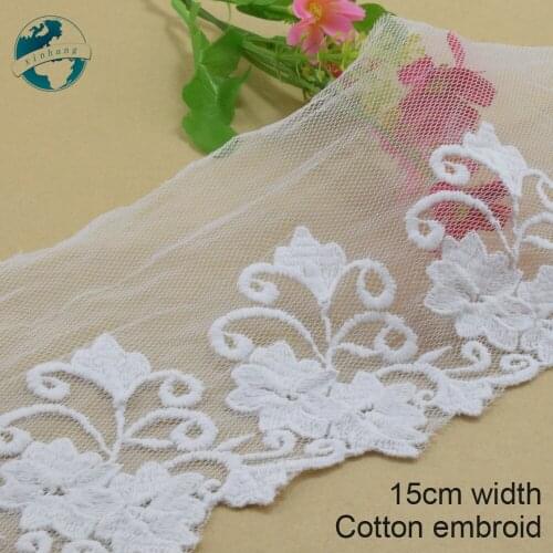 3yards 15cm wide cotton embroidery lace sewing ribbon guipure trim wedding decoration DIY dolls colthes Accessories lace#4017