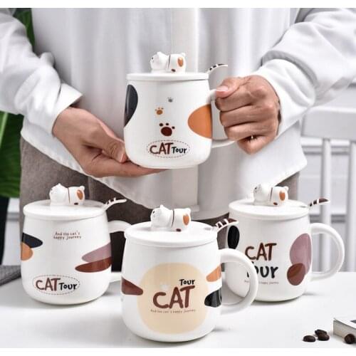 Creative Cute cat Mugs,Coffee Mug Creative Cup for Coffee Milk Tea Cups,Ceramic Coffee Porcelain Tea Cup Gift