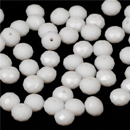 4 6 8 MM Pick Size Wholesale Faceted White Glass Crystal Rondelle Spacer Beads For Jewelry Making