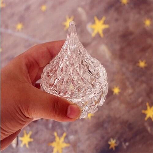 Small Glass sugar bowl cute mini jewelry box Glass storage box covered box Honey glass jar 8*8 cm