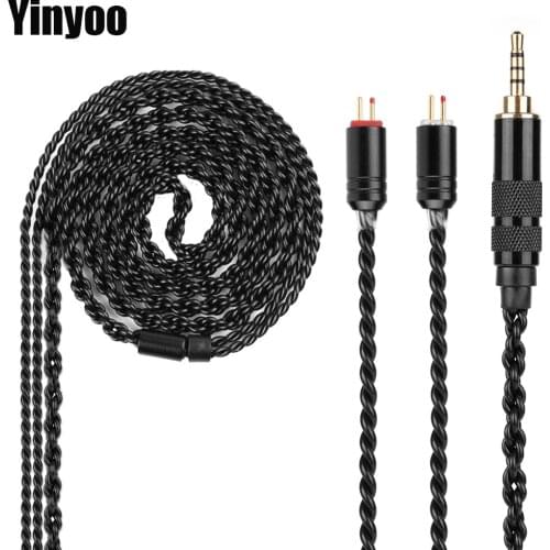 AK Yinyoo H3 H5 4 Core Upgraded Silver Plated Earphone Cable 3.5/2.5/4.4mm Cable With MMCX/2Pin ZS10 TRN X6 V80 C10/C16/C12 V2